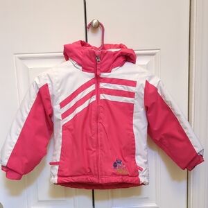 Snow Dragons Pink and White Insulated Hooded Zip Snow Jacket
